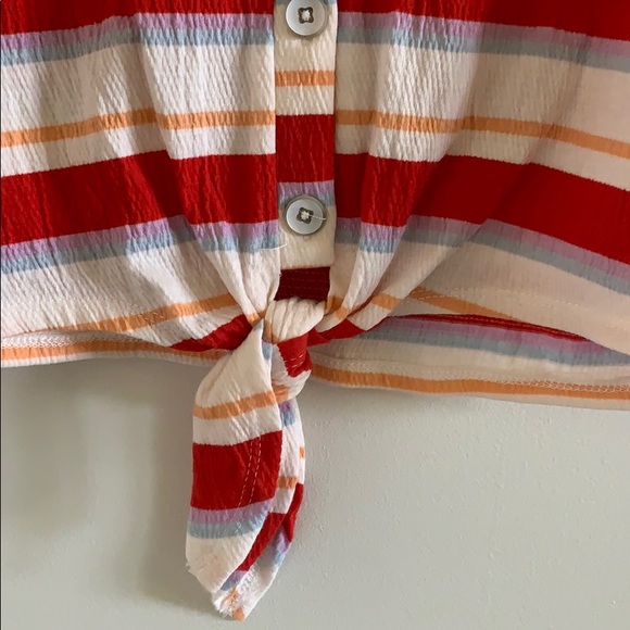 Ten Sixty Sherman Button Front Tie Tank Red Large - Picture 10 of 12